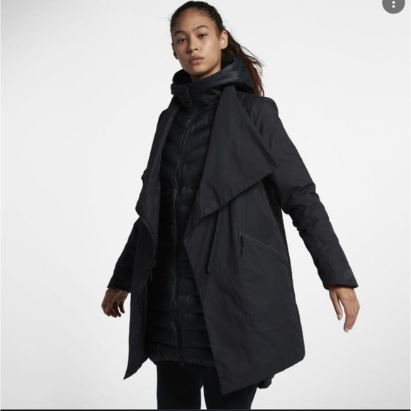 Black Nike Sportswear Women's AeroLoft Zip Front 3-in-1 Parka Shell Size M